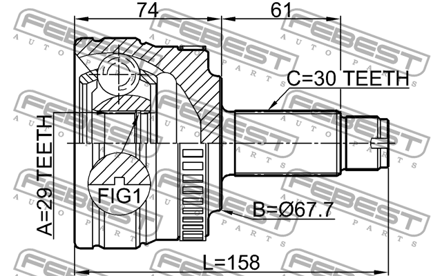 ШРУС внешний задний RANGE ROVER 2002-2012 2910-RRIIIR 2910-RRIIIR FEBEST