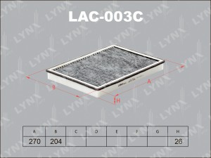 Фильтр воздушный салона CHEVROLET Captiva OPEL Antara (06-) угольный LYNX LAC-003C LYNXAUTO