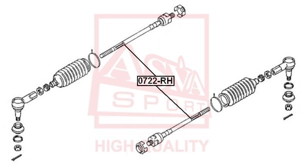 Тяга рулевая  шарнир осевой 0722RH 0722-RH ASVA