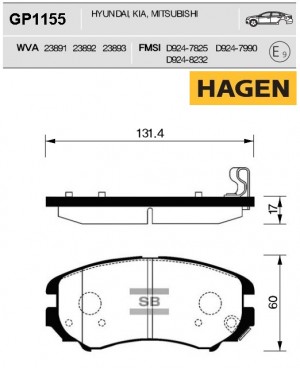 Колодки передние KIA SPORTAGE (JE) 06-, SOUL 09-, VENGA 10-, MAGENTIS 01- GP1155 GP1155 SANGSIN
