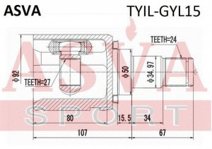 Шрус внутренний левый 27x50x24 (oem-исполнение) TYIL-GYL15 ASVA