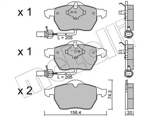 колодки дисковые передние!\ Skoda Superb 1.8i-2.8i/1.9TDi/2.5TDi 02> 2203140 METELLI