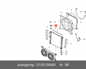 Кронштейн SSANGYONG Actyon (06-),Kyron (05-),Actyon Sport (06-/12-) радиатора ве 2133109000 SSANG YONG