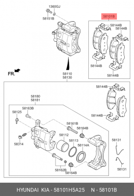 колодки тормозные дисковые!\ KIA Rio 17> 58101H5A25 HYUNDAI