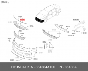 клипса!\ Hyundai, KIA 864384A100 HYUNDAI