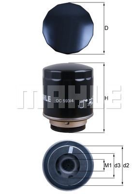 Фильтр масляный VW Golf,Passat,Polo (07-) AUDI A3 SKODA Octavia,Fabia (08-) (1.2 OC593/4 MAHLE KNECHT