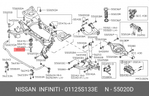 Болт с двухгранной головкой 01125-S133E 01125-S133E NISSAN