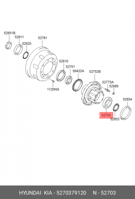 Подшипник ступицы HYUNDAI HD260,270,370,450,500 задней наружный OE 5270379120 HYUNDAI KIA