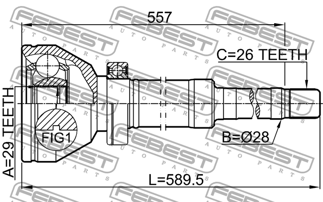 ШРУС ВНУТРЕННИЙ ПРАВЫЙ 29X28X26 подходит для VOLVO XC90 2003-2014 2711-XC90WDRH 2711-XC90WDRH FEBEST