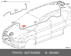 Трубка омывателя стекла 85375-20800 85375-20800 TOYOTA