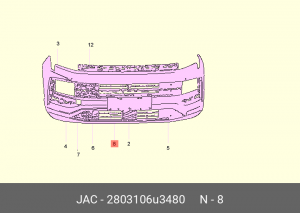Рамка МОСКВИЧ 3 JAC JS4 крепления знака номерного OE 2803106U3480 JAC