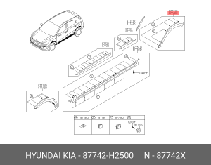 Накладка крыла левого Kia Rio 4 XLine азия UC Cross Kia Rio 2017 2020 IV Хэтч 87742H2500 HYUNDAI KIA