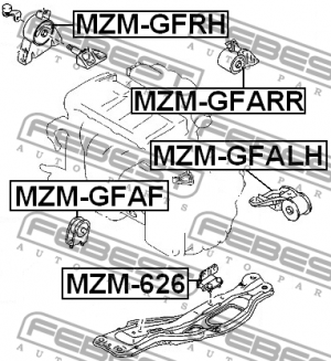 Опора двигателя правая гидравл MAZDA 626 GF 1997-2002 MZM-GFRH MZM-GFRH FEBEST