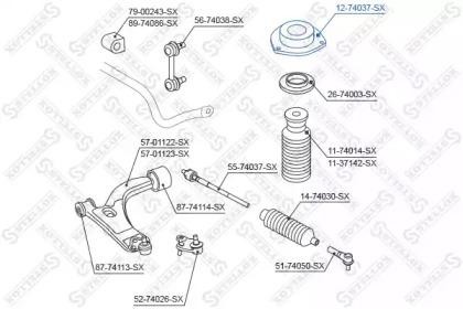 опора амортизатора переднего!\ Nissan Terrano R50 97> 12-74037-SX STELLOX