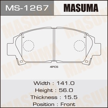 колодки дисковые! передние\Toyota Carina E 1.6-2.0D 93-97/Avensis 1.6i-2.0TD 97- MS1267 MASUMA