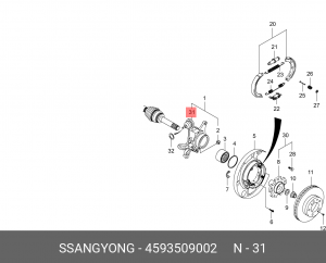 Опора шаровая SSANGYONG Kyron (05-),Rexton (06-) (multi-link) задняя OE 4593509002 SSANG YONG