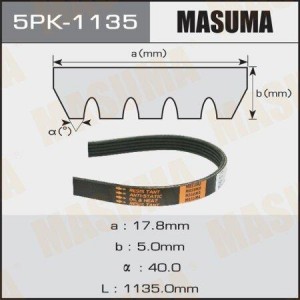 ремень поликлиновой! 5PK1135\ Citroen XM 2.0, Peugeot 605 2.0 90> 5PK-1135 MASUMA
