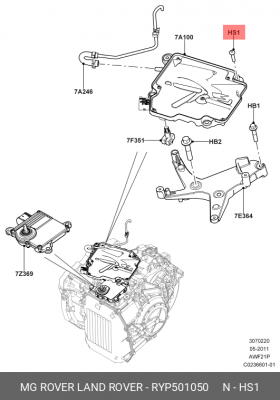 болт с двухгранной головкой RYP501050 LAND ROVER