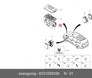 Корпус SSANGYONG Actyon (06-),Kyron (05-),Actyon Sport (06-/12-) блока предохран 8231009200 SSANG YONG