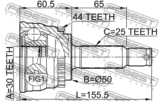 ШРУС внешний HYUNDAI ELANTRA/LANTRA (CA) 2000-2006 1210-014A44 1210-014A44 FEBEST