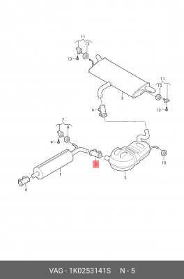 VW/AUDI/SEAT ХОМУТ ГЛУШИТЕЛЯ ДВОЙНОЙ 55*88ММ 1K0 253 141 S VAG