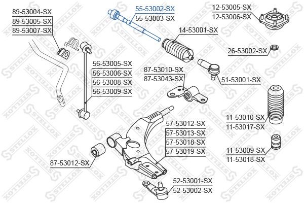 тяга рулевая! с г/у\ KIA Shuma 98-04/Carens 00-02 55-53002-SX STELLOX