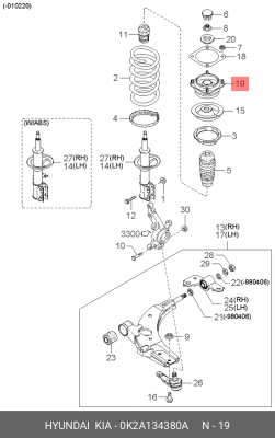опора амортизатора переднего!\ KIA Spectra FX 00-04 0K2A134380A MOBIS