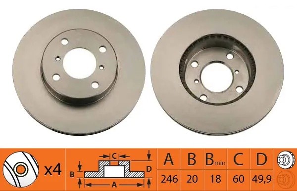 Диск тормозной передний SUZUKI BALENO 1.8/1.9 96-02/LIANA 1.3-1.6 01- BR29105T BR29105T SB NAGAMOCHI