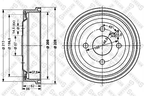 ***барабан тормозной!\ Opel Astra/Kadett 1.2-1.7D 84> 6025-3605-SX STELLOX