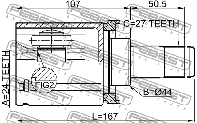 ШРУС внутренний левый 24x44x27 1911-X3 1911-X3 FEBEST
