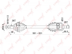 Вал привода VW Golf (07-09),Touran (03-10) SKODA Octavia (04-) передний левый LY CD-1140 LYNXAUTO