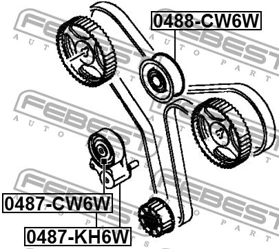 Ролик натяжителя ремня ГРМ 0487-KH6W 0487-KH6W FEBEST