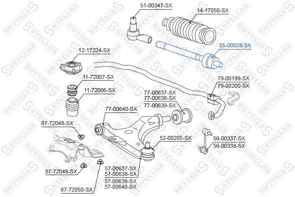 тяга рулевая!\ Chrysler Sebring Coupe 01-05, Dodge Stratus 01-05 55-00028-SX STELLOX
