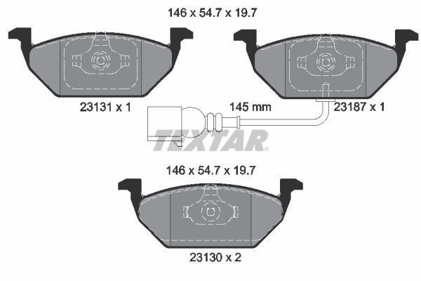 2313101 колодки дисковые передние!\ Audi A2 1.4i/1.6FSi/1.4TDi 00>, Skoda Fabia  2313101 TEXTAR