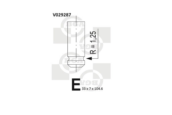 клапан впускной! 33x7x104,6\ Opel Astra/Vectra/Kadett/Corsa 1.2/1.4 88> V029287 BG AUTOMOTIVE