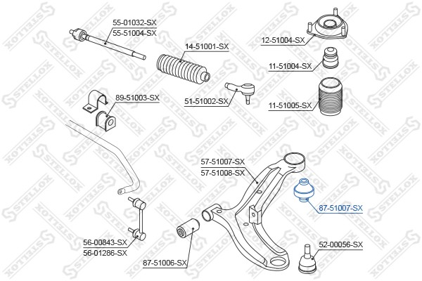 сайлентблок рычага зад.!\ Hyundai Accent all 99> 87-51007-SX STELLOX