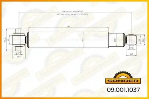 Амортизатор подвески O/O 535-891 d16x105/d16x50 090011037 SONDER