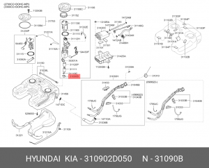 ФИЛЬТР ТОПЛИВНЫЙ (ПРИЕМ СЕТКА) XD (00-02) (10013160/150220/0073041/98 - КОРЕЯ, Р 310902D050 HYUNDAI