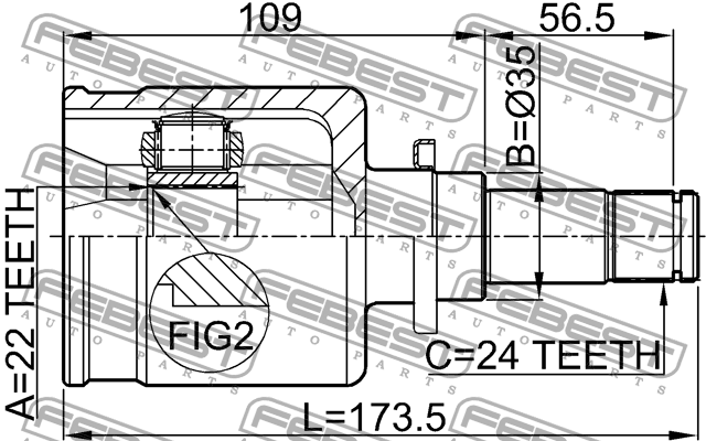 ШРУС внутренний к-кт! левый\ Mazda 3 03-09 0511-M316MTLH FEBEST