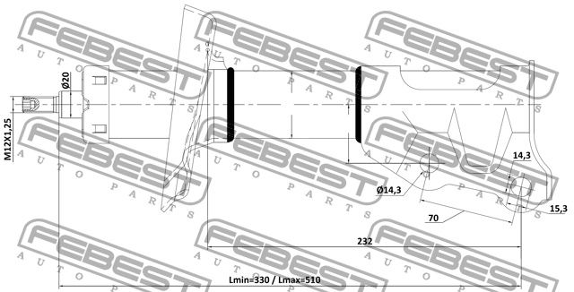 Амортизатор передний правый GAS.TWIN TUBE 03110-001FR FEBEST