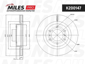 Диск тормозной (серия PRO с антикоррозионным покрытием) MITSUBISHI PAJERO IV 07- K200147 MILES