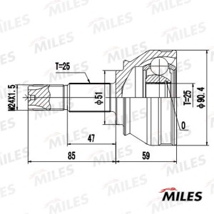 ШРУС наружный ALFA ROMEO 145/146/147/156/SPIDER/FIAT MAREA/PUNTO 1.4-2.0 95- (GK GA20000 MILES