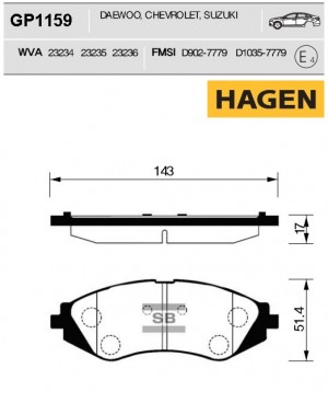 Колодки передние CHEVROLET LACETTI, DAEWOO ESPERO GP1159 GP1159 SANGSIN