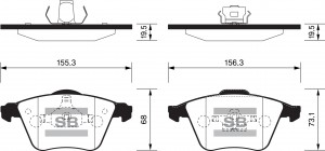 Колодки тормозные VOLVO S60,V70,S80,XC70,XC90 (98-) передние (4шт.) SANGSIN SP2283 SANGSIN