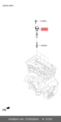 Катушка зажигания HYUNDAI Elantra (15-) KIA Seltos (19-) (2.0) OE 273002E601 HYUNDAI KIA