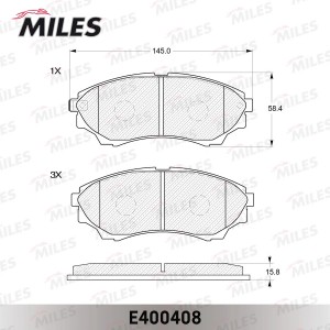 Колодки тормозные передние (без датчика) (Смесь Low-Metallic) FORD RANGER 99-/MA E400408 MILES