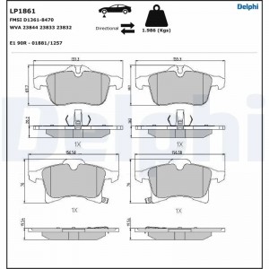 LP1861 колодки дисковые п.\ Opel Astra 1.2i-1.9DTi/Meriva 1.4-1.7DTi 03> LP1861 DELPHI