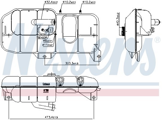 бачок расширительный! с крышкой и датчиком\ VOLVO FM/FM10/FM12/FM9 98> 996035 NISSENS