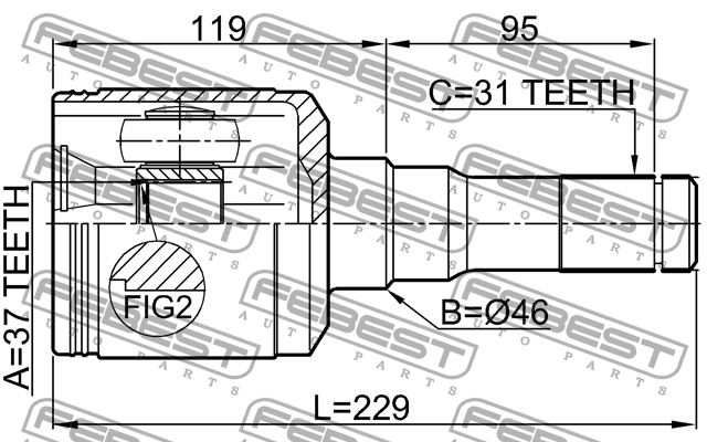 ШРУС внутр левый FORD EXPEDITION II 2003-2006 2111-EXPIILH 2111-EXPIILH FEBEST
