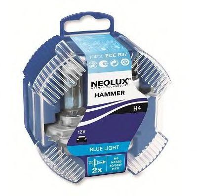 лампа Blue Light! 1шт. (H4) 12V 60/55W P43t голубовато-белый свет 4000K (картон) N472B NEOLUX